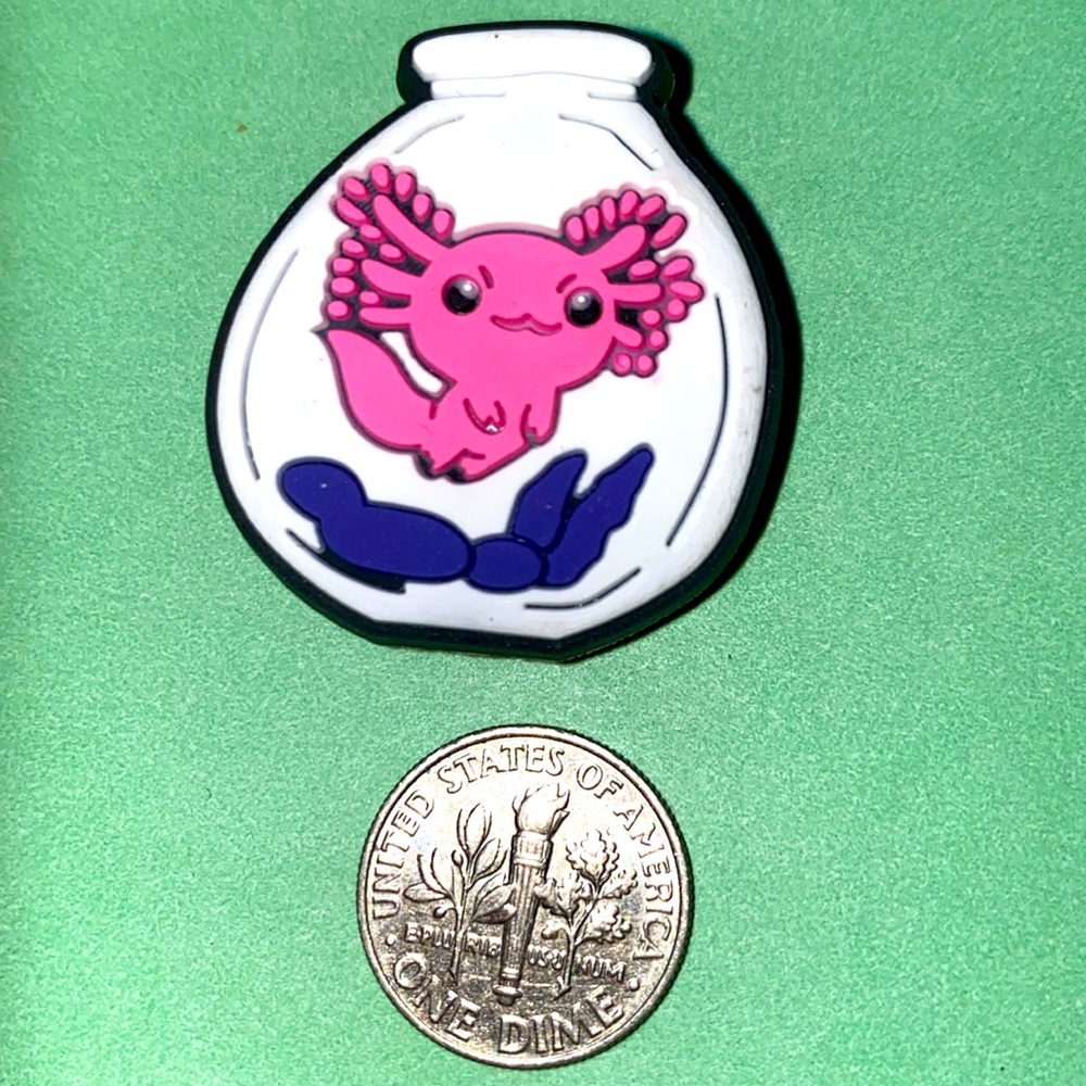 (10 for $15) Pink Axolotl Inside a Glass Bowl & Rocks Crocs Shoe Charms